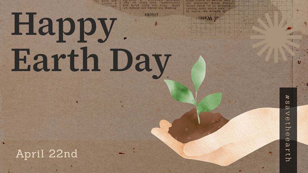 Happy earth day blog banner template, editable text