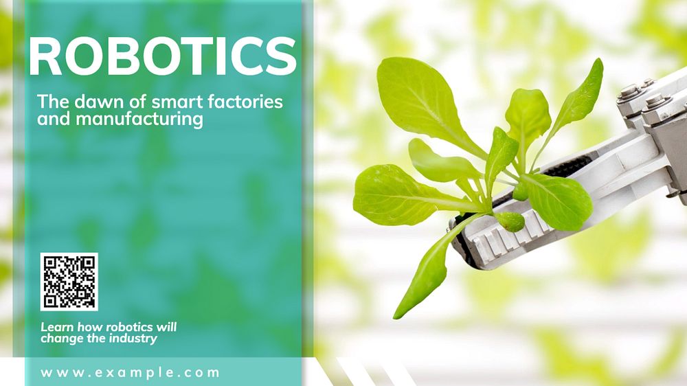 Robotics and manufacturing blog banner template, editable text