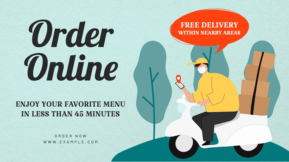 Food delivery blog banner template, editable text