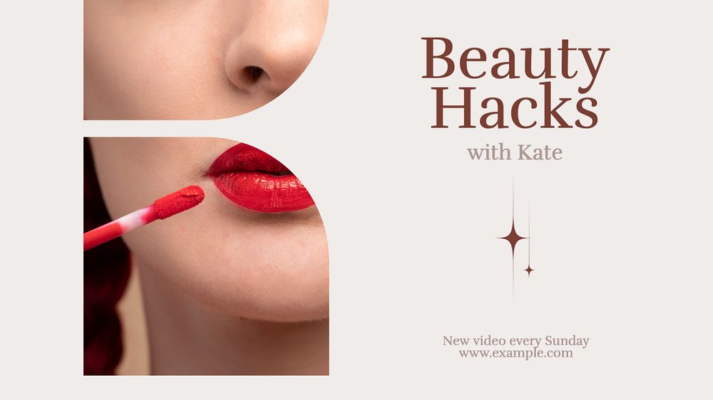 Beauty hacks blog banner template, editable text