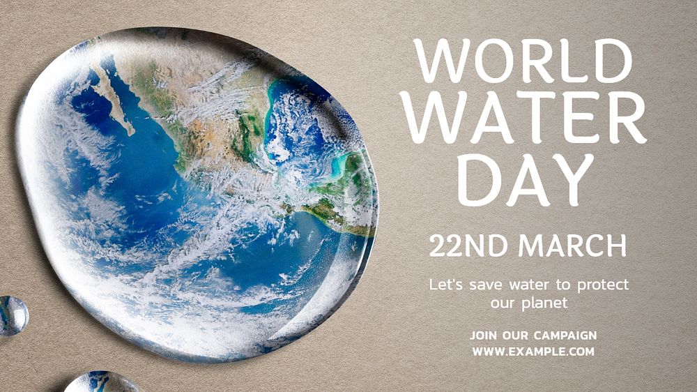 World water day blog banner template, editable text