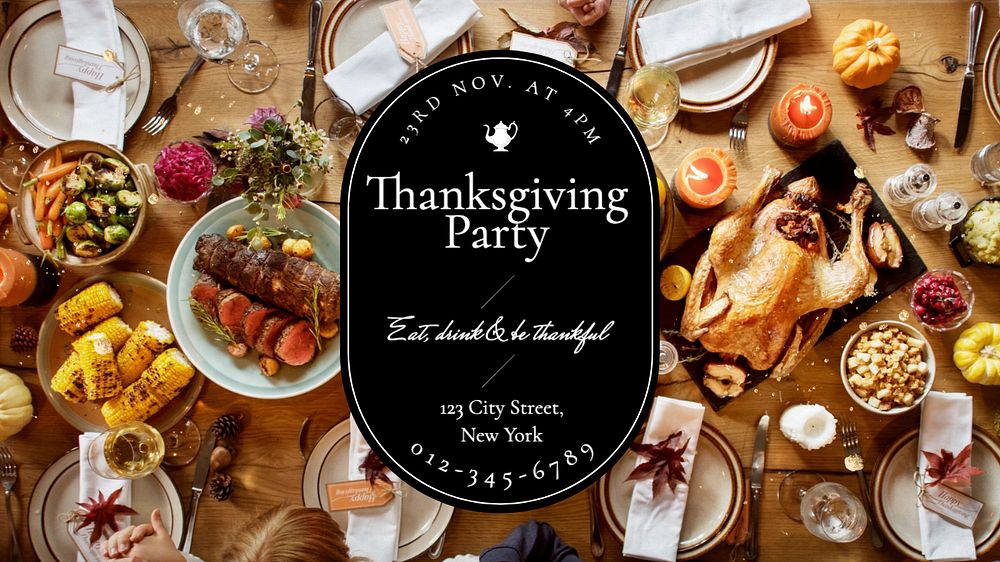 Thanksgiving party blog banner template, editable text