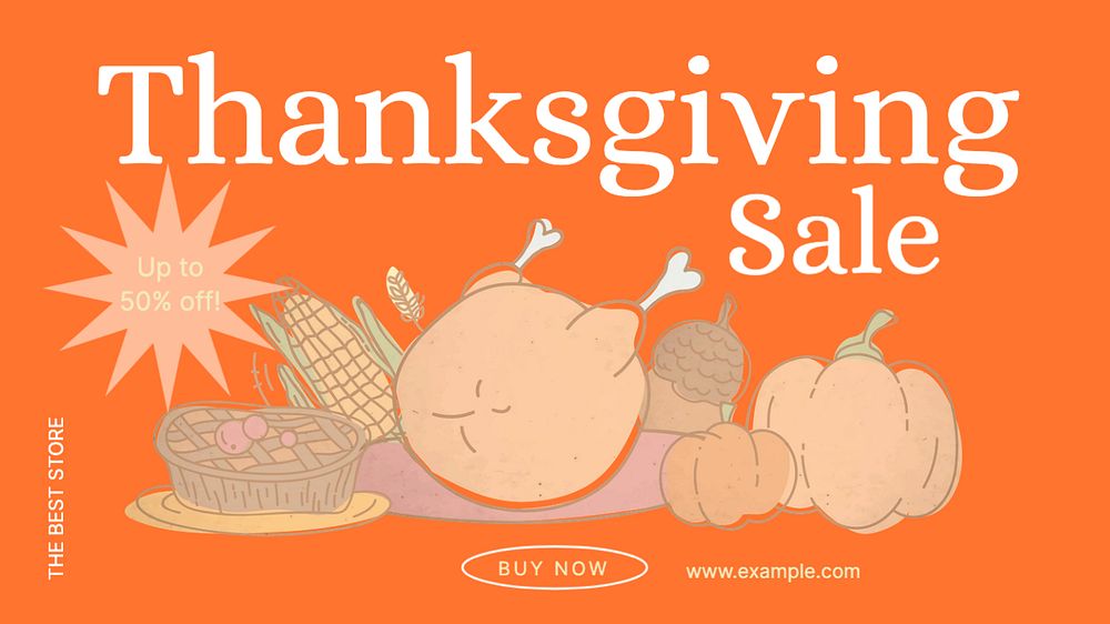 Thanksgiving sale blog banner template, editable text