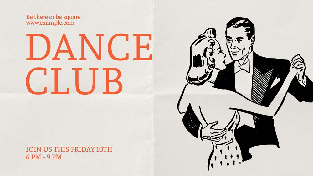 Dance club blog banner template, editable text