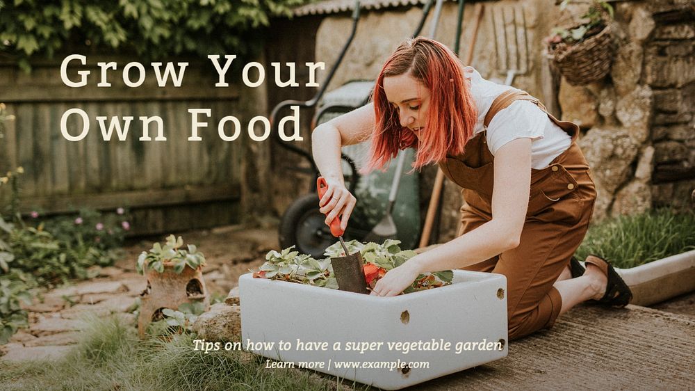 Grow your food blog banner template, editable text