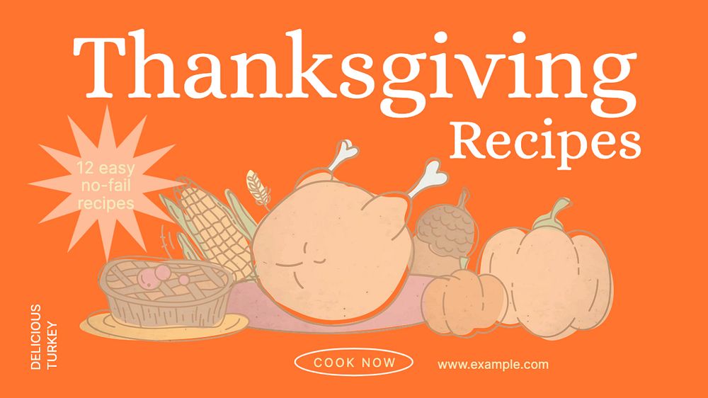 Thanksgiving recipe blog banner template, editable text