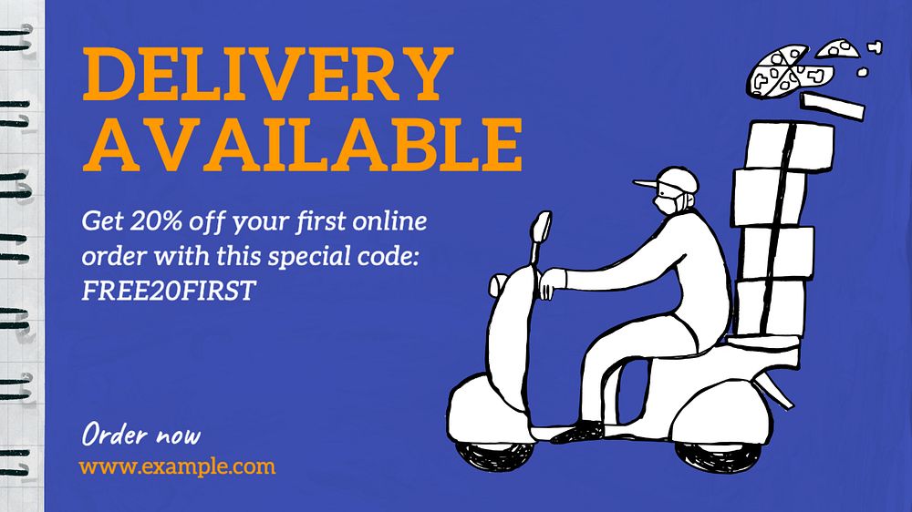 Delivery available blog banner template, editable text