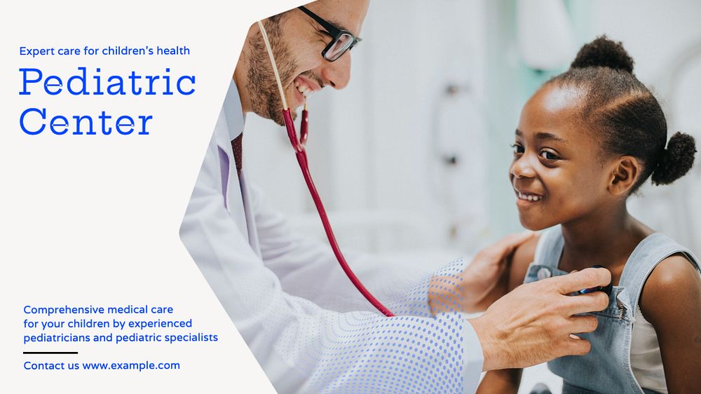 Pediatric center blog banner template, editable text