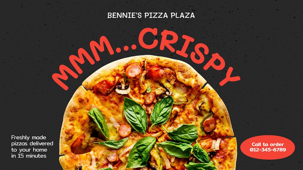 Pizza delivery  blog banner template, editable text