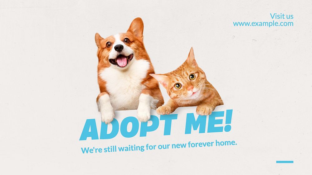 Pet adoption  blog banner template, editable text