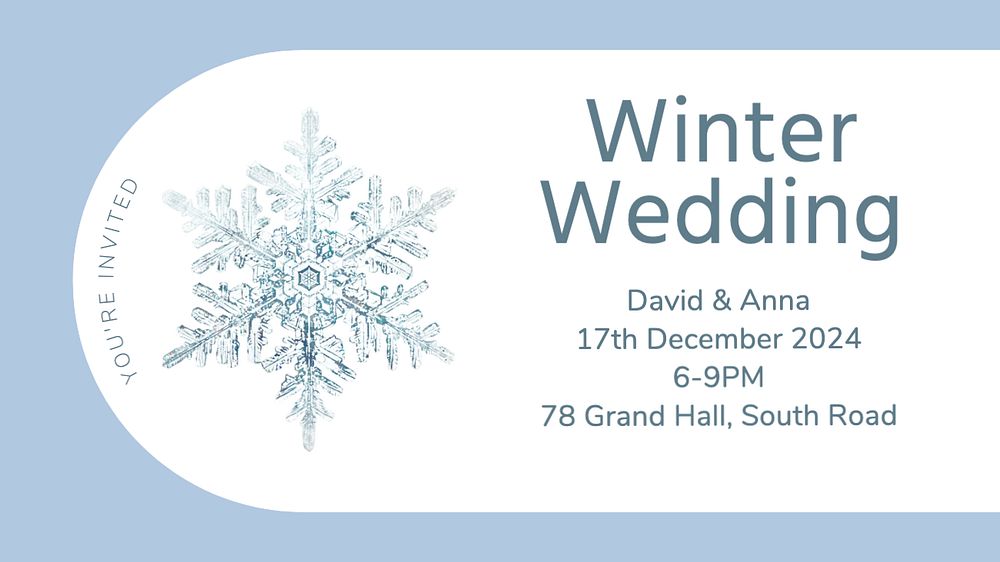 Winter wedding  blog banner template, editable text