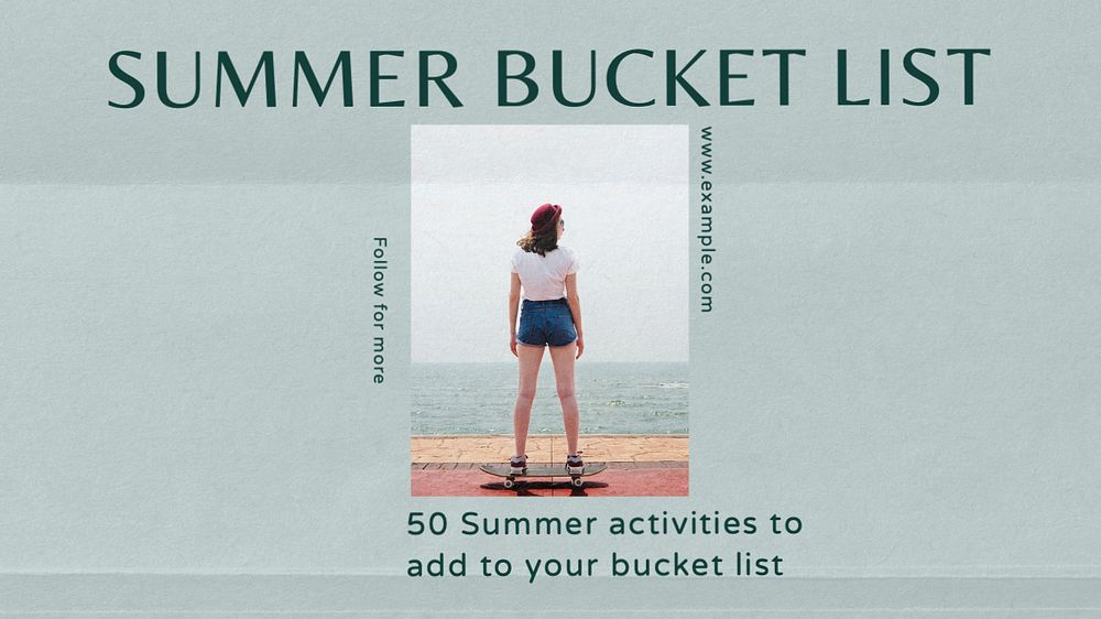 Summer bucket list  blog banner template, editable text