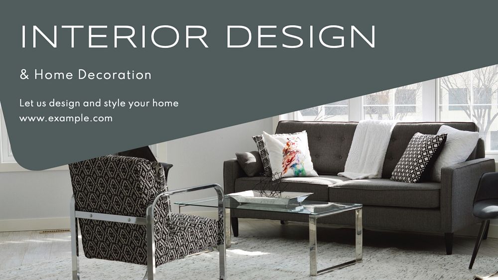 Interior design  blog banner template, editable text