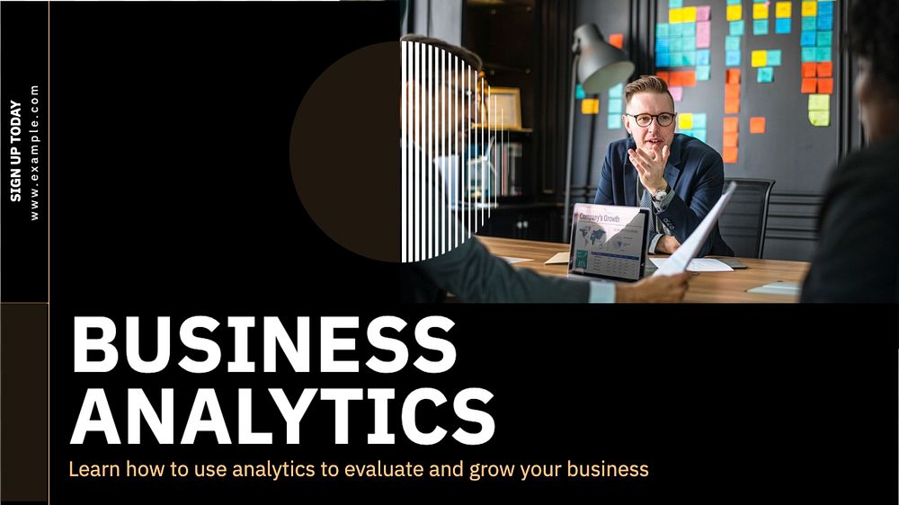 Business analytics blog banner template, editable text