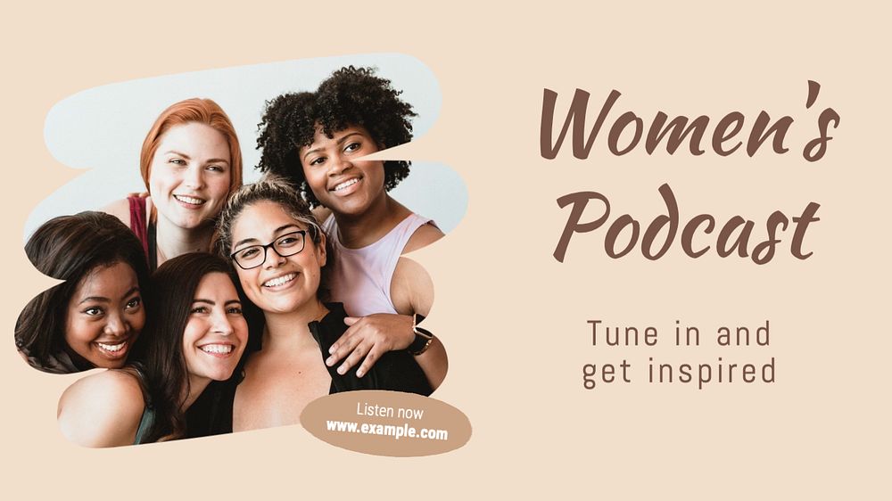 Woman podcast business  blog banner template, editable text