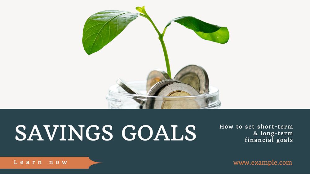 Savings goals  blog banner template, editable text