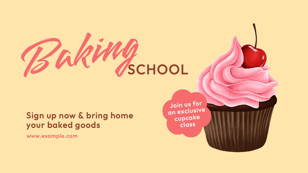 Baking school  blog banner template, editable text