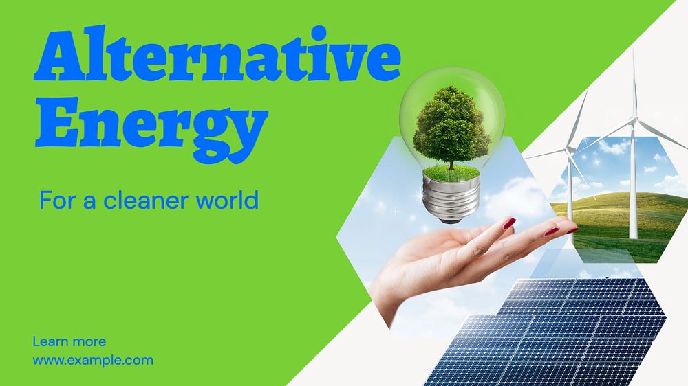 Alternative energy  blog banner template, editable text