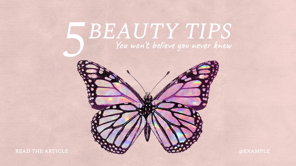 Beauty tips  blog banner template, editable text