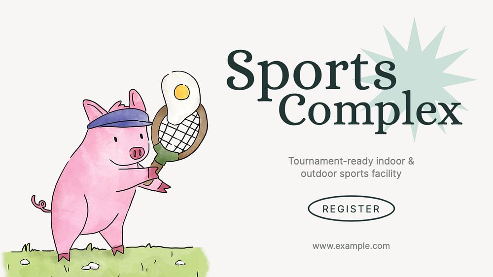 Sports complex  blog banner template, editable text