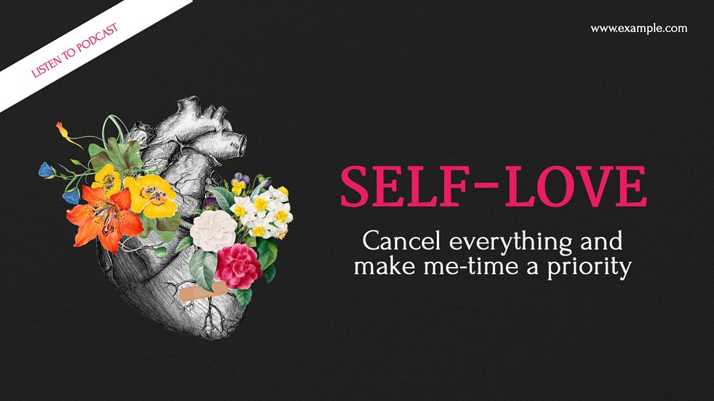 Self-love  blog banner template, editable text