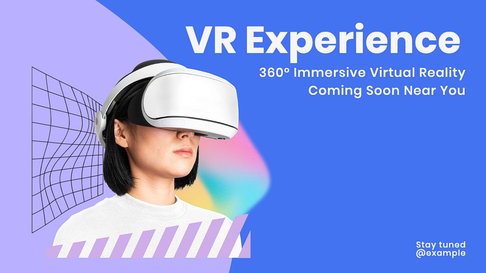 VR experience  blog banner template, editable text