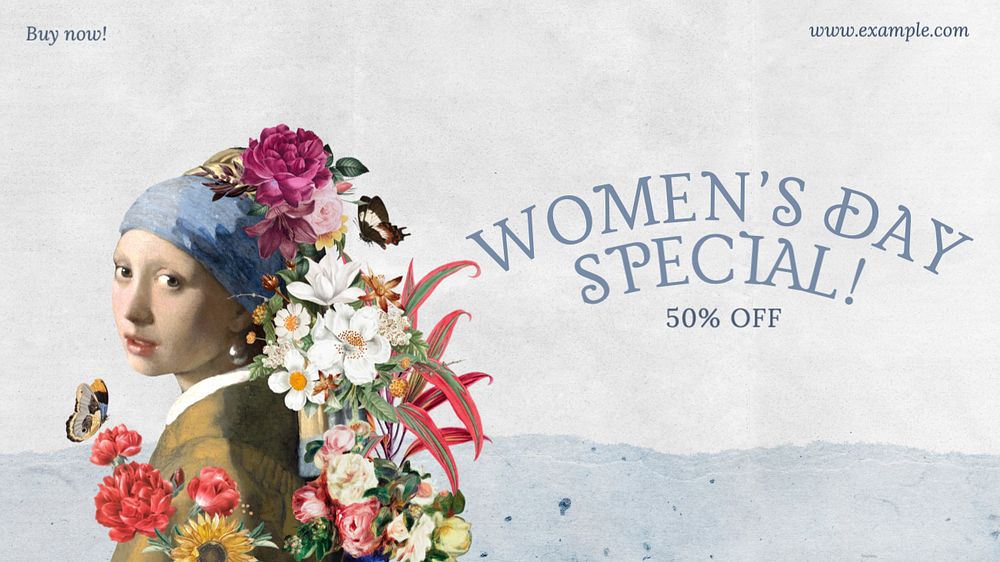 Women's day deal  blog banner template, editable text