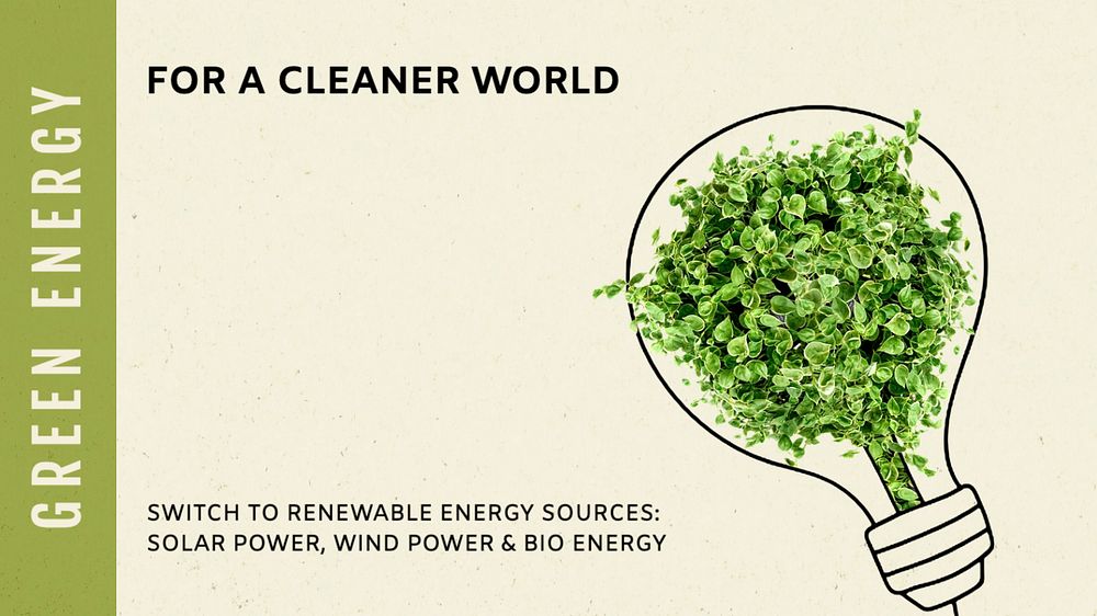 Green energy  blog banner template, editable text