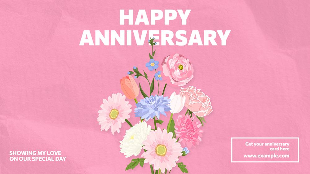 Happy anniversary  blog banner template, editable text