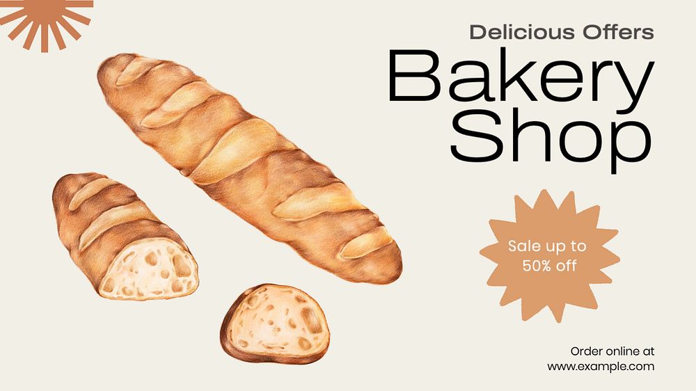 Bakery shop  blog banner template, editable text