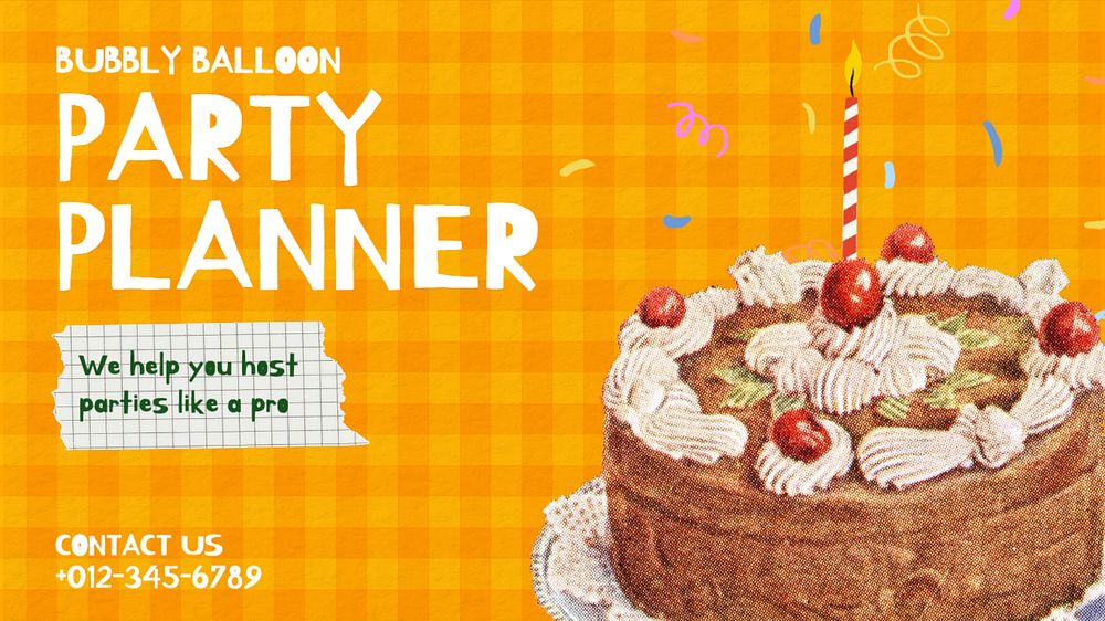 Party planner blog banner template, editable text