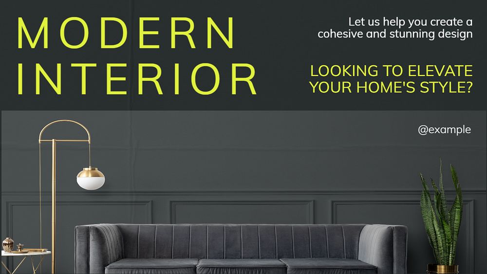 Modern interior  blog banner template, editable text