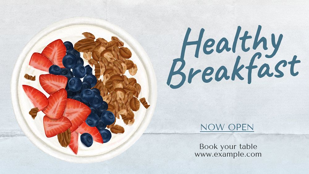 Healthy breakfast  blog banner template, editable text