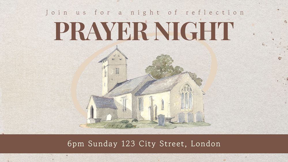 Prayer night  blog banner template, editable text