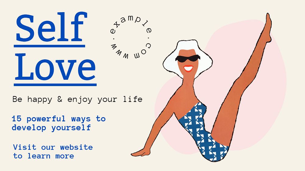 Self love  blog banner template, editable text