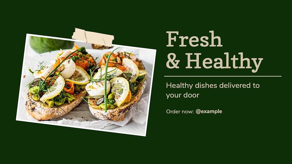 Fresh & healthy food  blog banner template, editable text