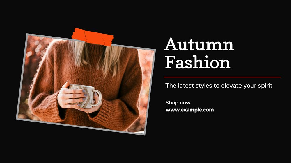 Autumn fashion  blog banner template, editable text