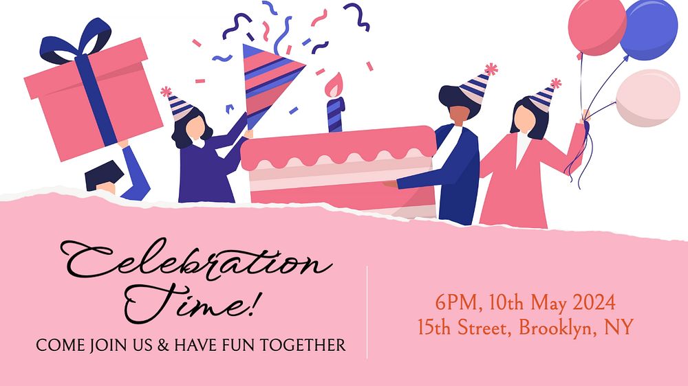 Celebration time blog banner template, editable text