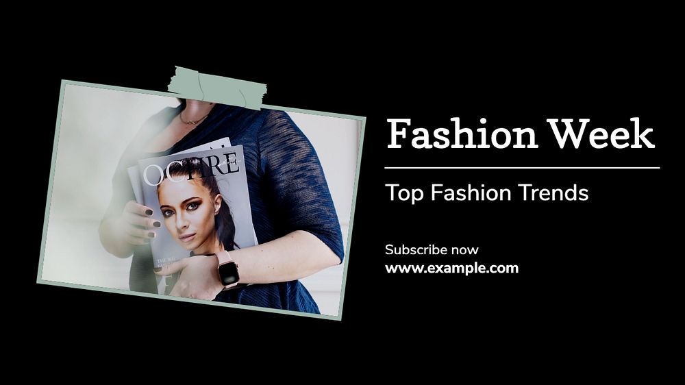 Fashion week  blog banner template, editable text