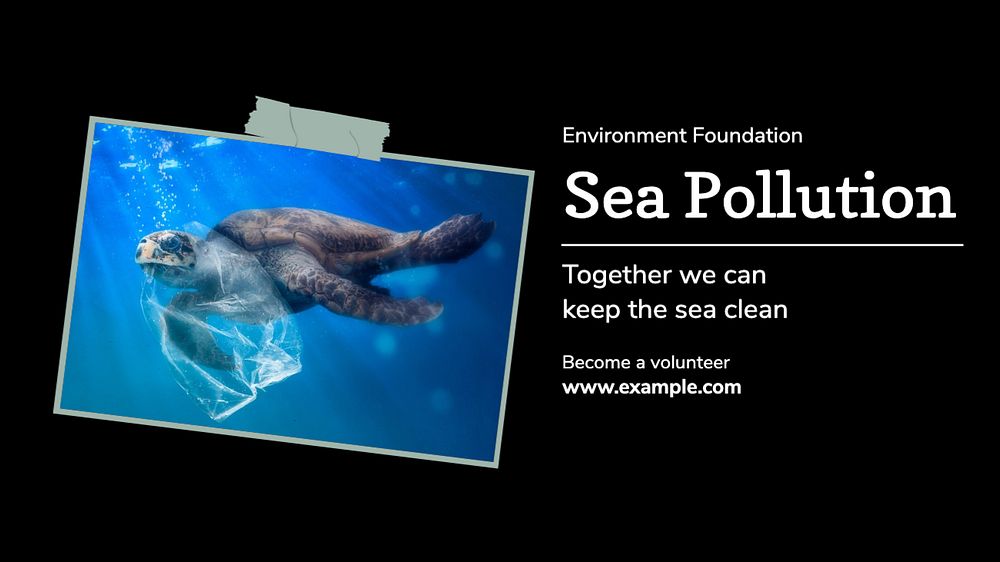 Sea pollution  blog banner template, editable text