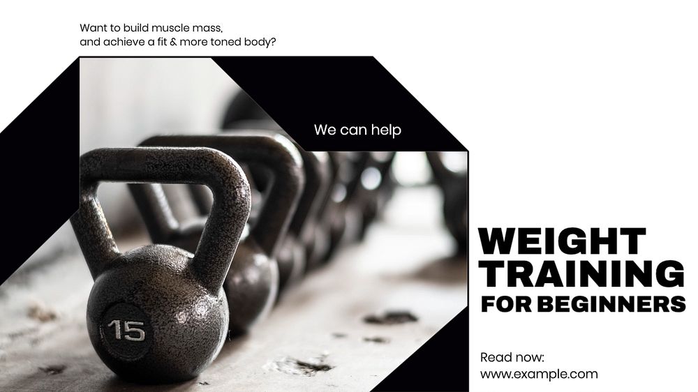 Weight Training blog banner template, editable text