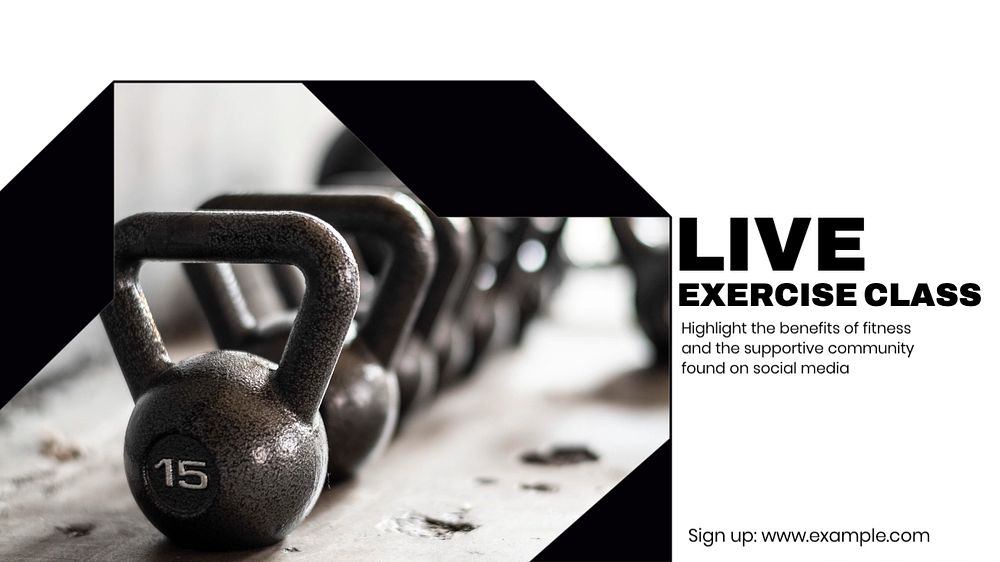 Live exercise class blog banner template, editable text