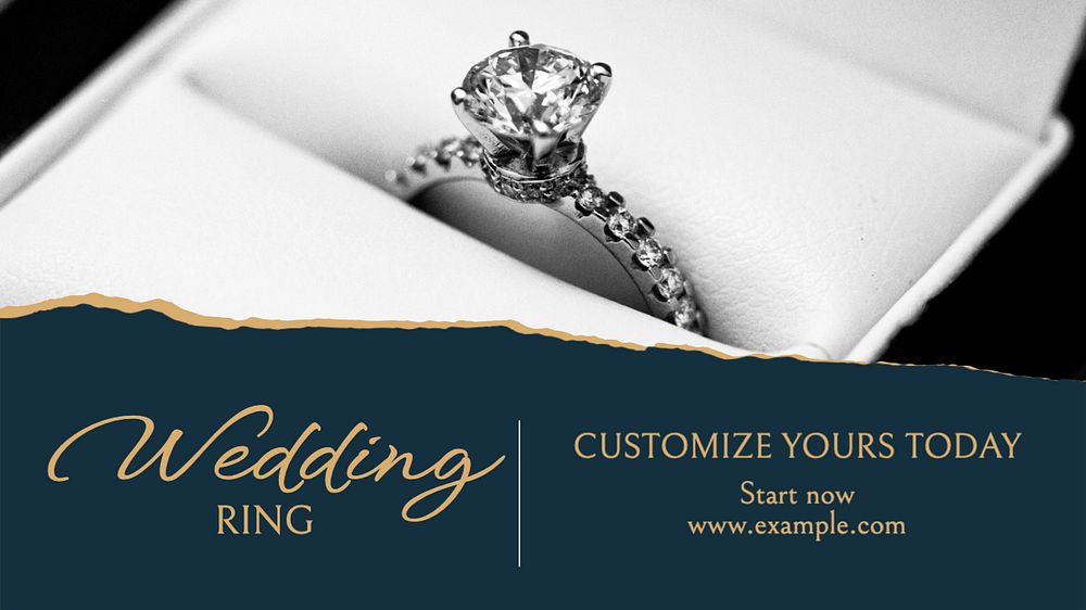 Wedding ring blog banner template, editable text