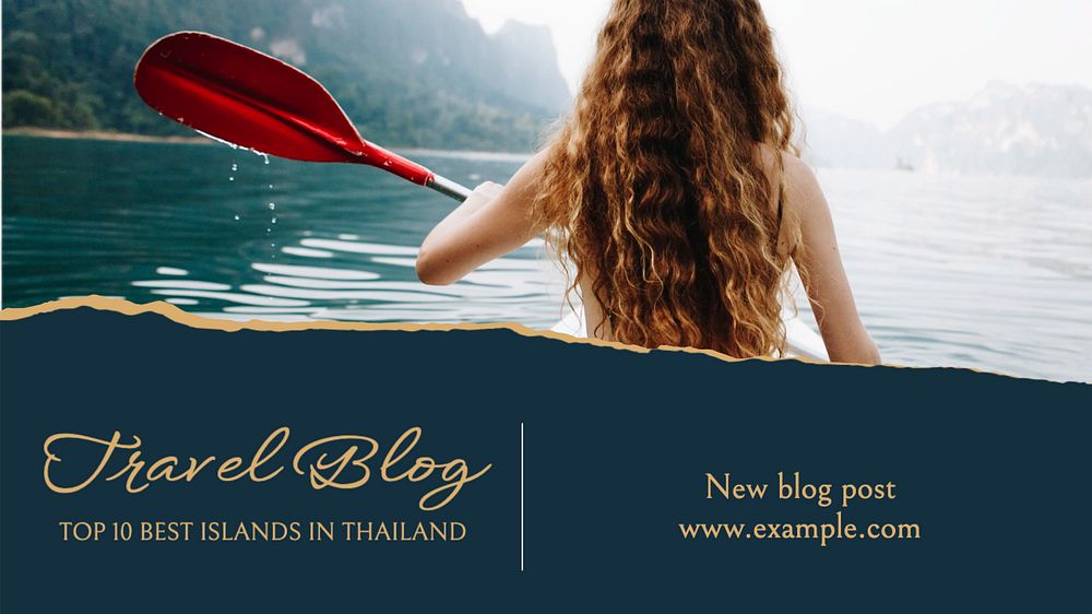 Travel blog blog banner template, editable text