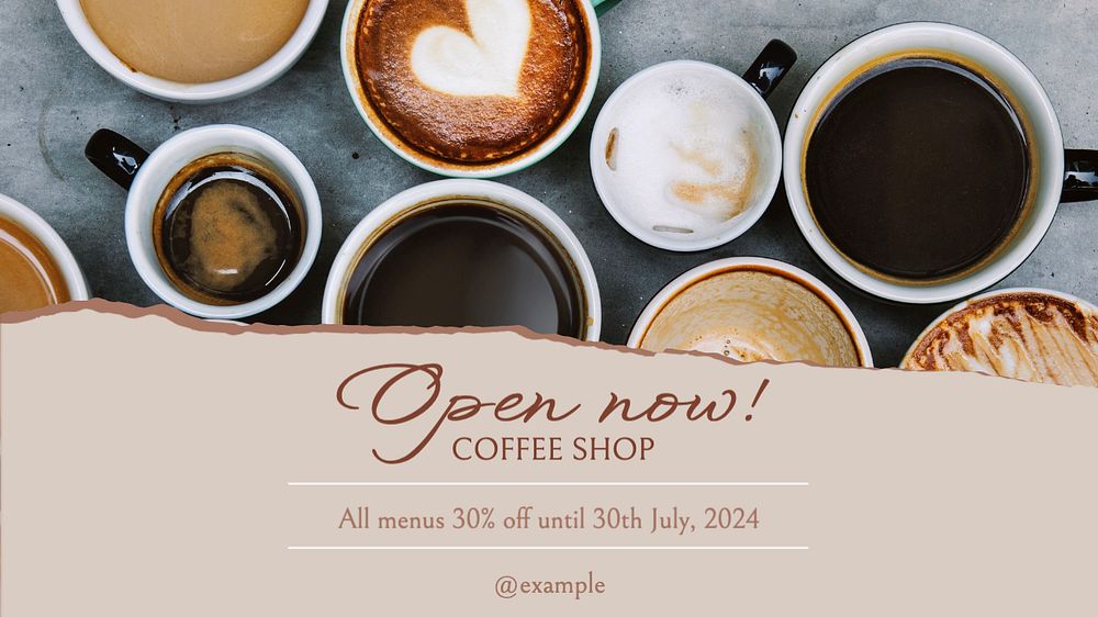 Coffee shop blog banner template, editable text