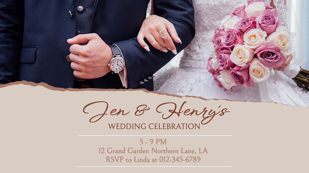 Wedding celebration blog banner template, editable text