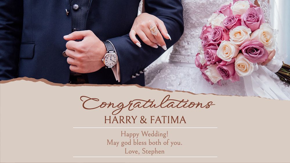 Congratulations wedding blog banner template, editable text