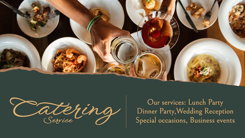 Catering service blog banner template, editable text