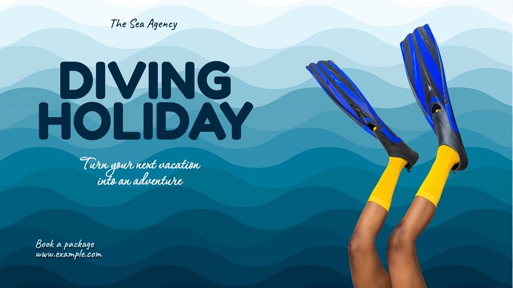 Diving holiday  blog banner template, editable text