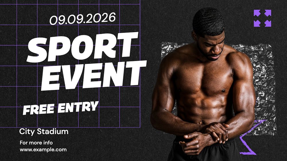 Sport event  blog banner template, editable text